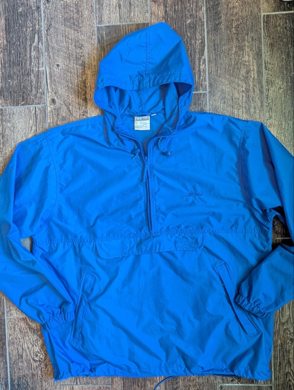 Vintage LL Bean Anorak 1/2 Zip Hooded Pullover Parka Jacket Blue Mens Size Large
